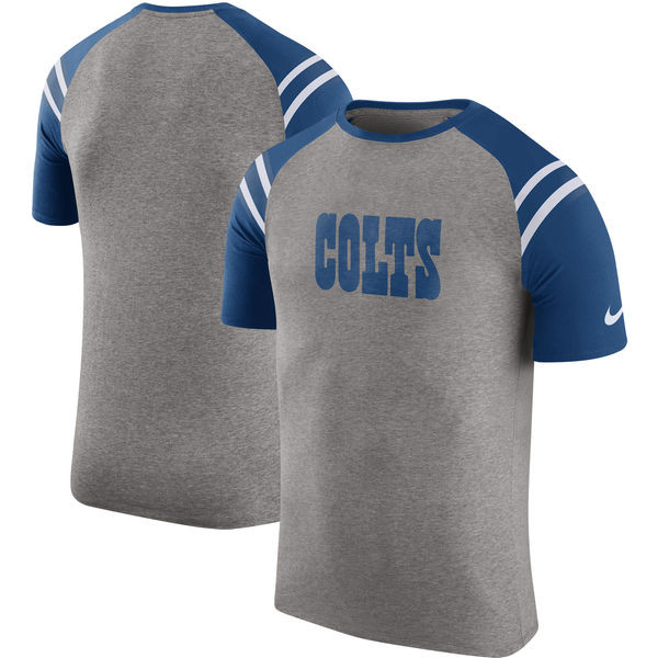 Indianapolis Colts  Enzyme Shoulder Stripe Raglan T Shirt Heathered Gray