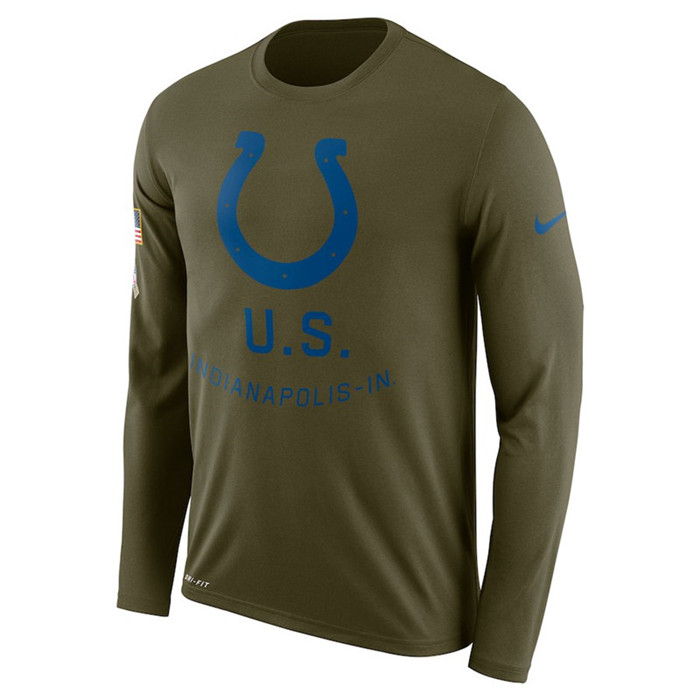 Indianapolis Colts  Salute to Service Sideline Legend Performance Long Sleeve T Shirt Olive