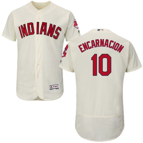 Indians 10 Edwin Encarnacion Cream Flexbase Authentic Collection Stitched MLB Jersey