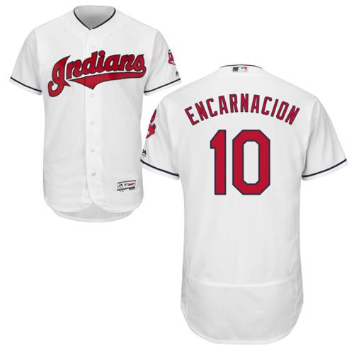 Indians 10 Edwin Encarnacion White Flexbase Authentic Collection Stitched MLB Jersey