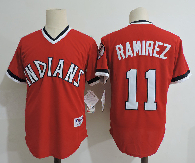 Indians 11 Jose Ramirez Red Cooperstown Collection Throwback Jersey