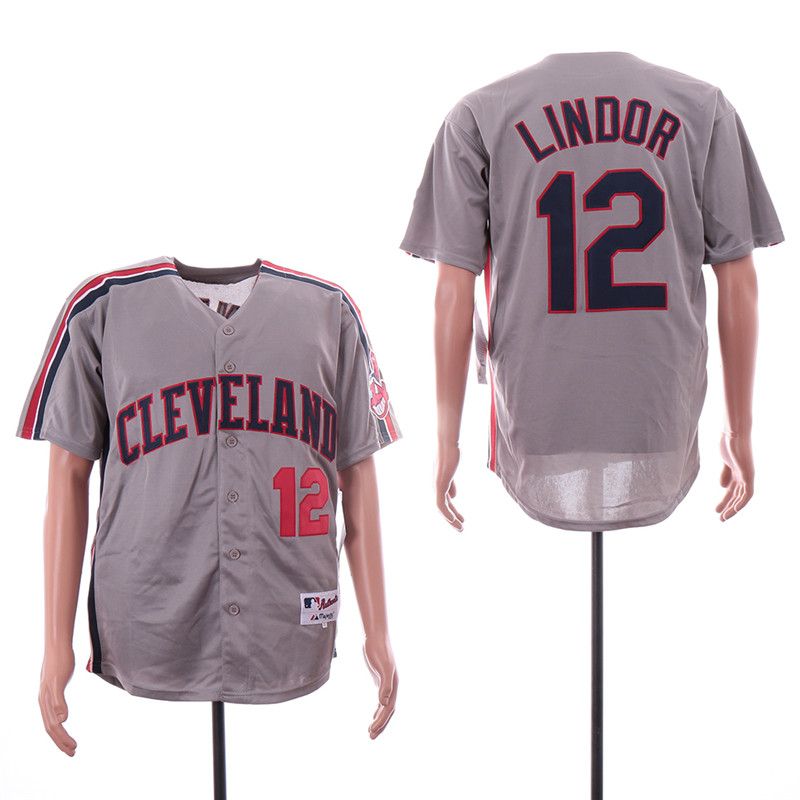 Indians 12 Francisco Lindor Gray Turn Back The Clock Jersey