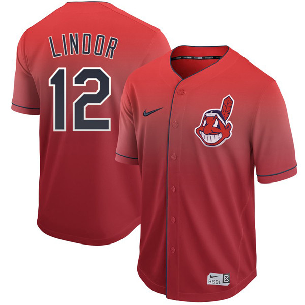 Indians 12 Francisco Lindor Red Drift Fashion Jersey