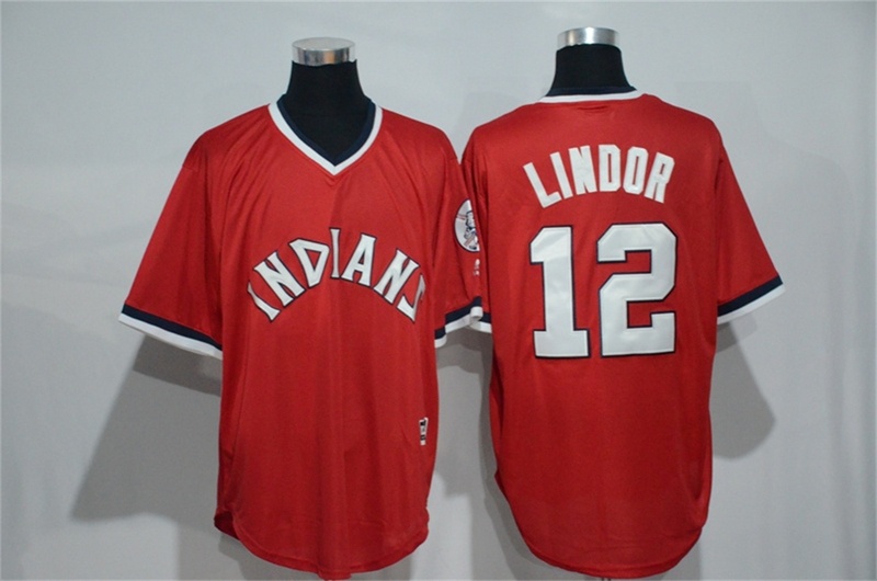 Indians 12 Francisco Lindor Red Flexbase Authentic Collection Stitched MLB Jersey
