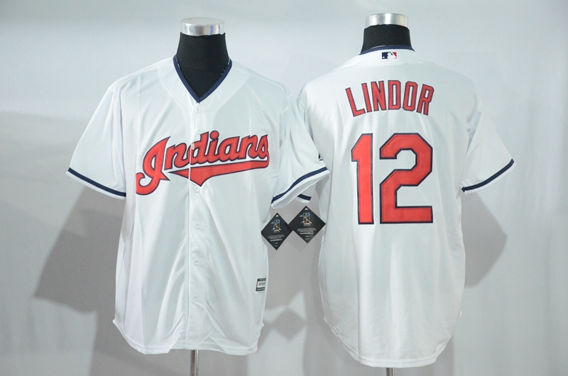 Indians 12 Francisco Lindor White Flexbase Authentic Collection Stitched MLB Jersey