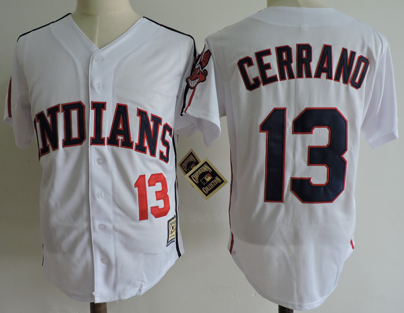 Indians 13 Pedro Cerrano White Cooperstown Collection Jersey