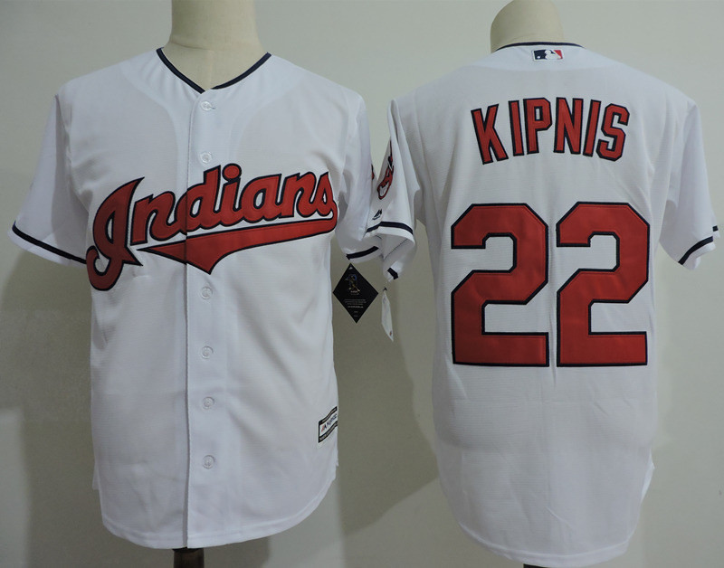 Indians 22 Jason Kipnis White Cool Base Jersey