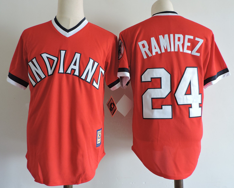 Indians 24 Manny Ramirez Red Cooperstown Collection Jersey