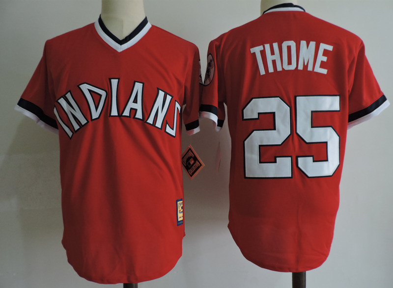 Indians 25 Jim Thome Red Cooperstown Collection Jersey