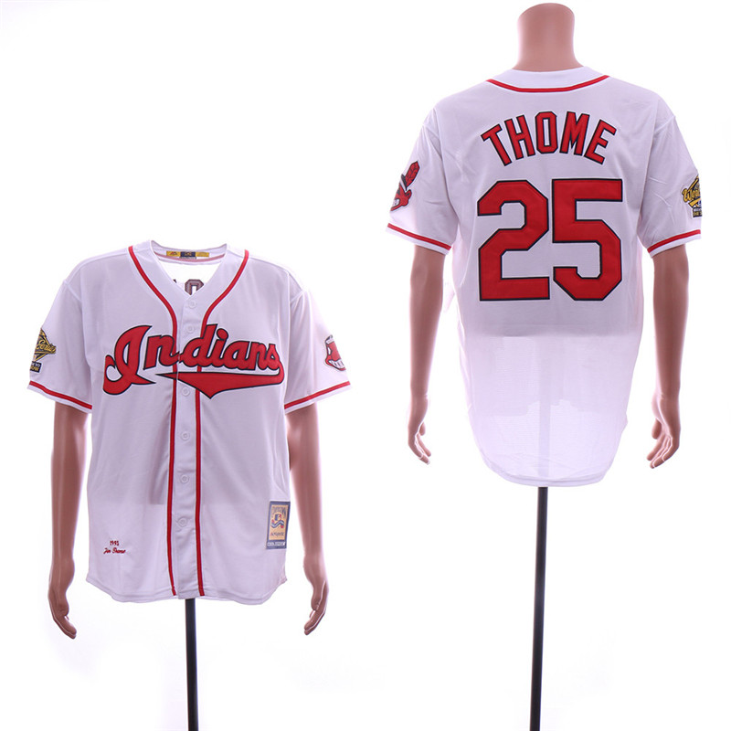 Indians 25 Jim Thome White Cooperstown Collection 1995 Throwback Jersey