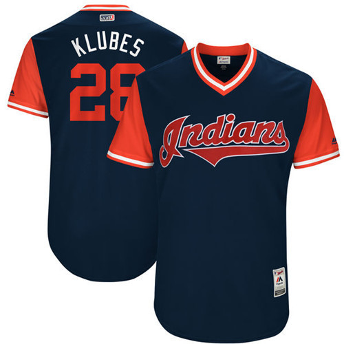 Indians 28 Corey Kluber Klubes Majestic Navy 2017 Players Weekend Jersey