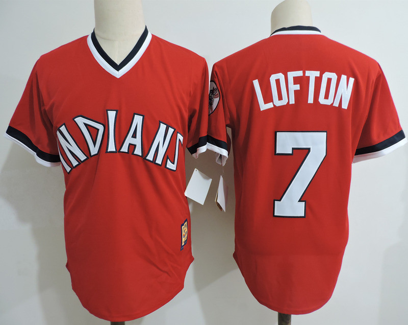 Indians 7 Kenny Lofton Red Cooperstown Collection Throwback Jersey