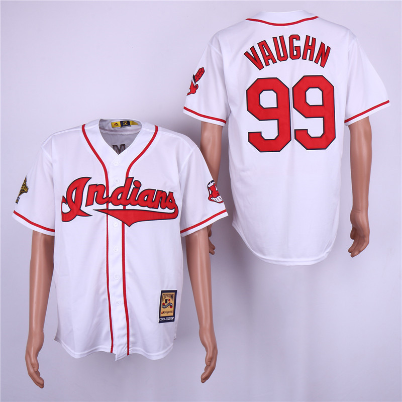 Indians 99 Ricky Vaughn White Cooperstown Collection Jersey