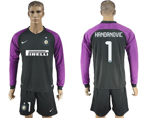 Inter Milan 1 Handanovic Black Goalkeeper Long Sleeves Soccer Club Jersey