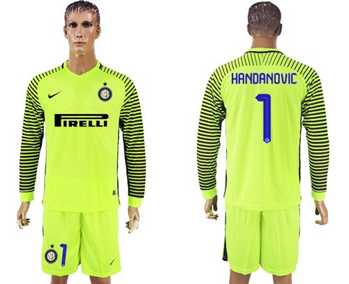 Inter Milan 1 Handanovic Green Goalkeeper Long Sleeves Soccer Club Jersey