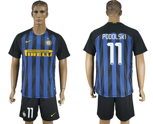 Inter Milan 11 Podolski Home Soccer Club Jersey