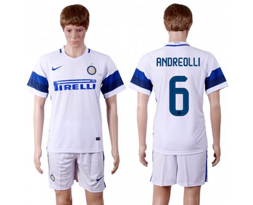 Inter Milan 6 Andreolli White Away Soccer Club Jersey