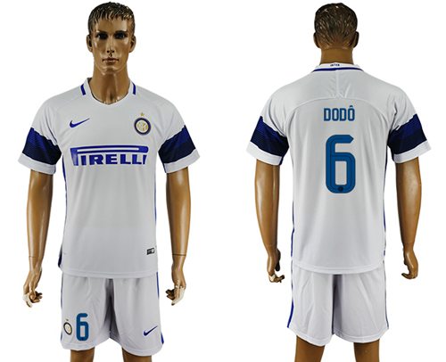 Inter Milan 6 Dodo White Away Soccer Club Jersey