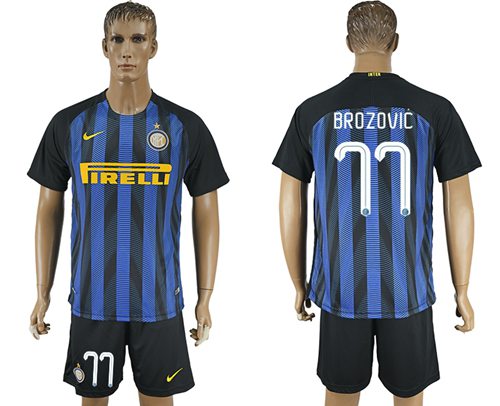Inter Milan 77 Brozovic Home Soccer Club Jersey