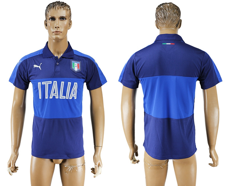 Italy Blue Soccer Polo Shirt