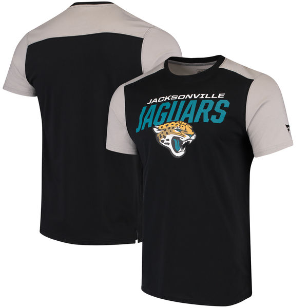 Jacksonville Jaguars NFL Pro Line by Fanatics Branded Iconic Color Blocked T Shirt Black Gray