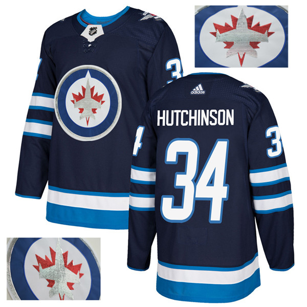 Jets 34 Michael Hutchinson Navy With Special Glittery Logo  Jersey