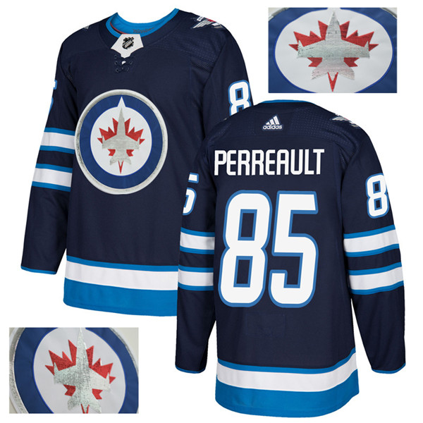 Jets 85 Mathieu Perreault Navy With Special Glittery Logo  Jersey