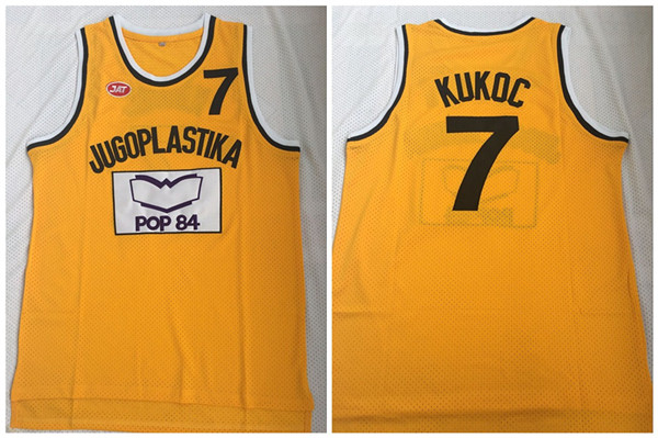 Jugoplastika Yugoslavia Croatia 7 Toni Kukoc Yellow Movie Stitched Basketball Jersey
