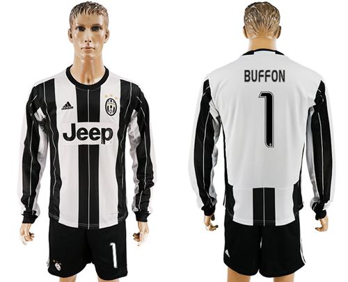 Juventus 1 Buffon Home Long Sleeves Soccer Club Jersey