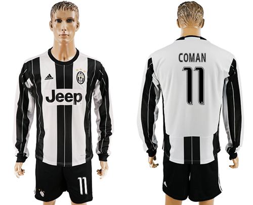 Juventus 11 Coman Home Long Sleeves Soccer Club Jersey