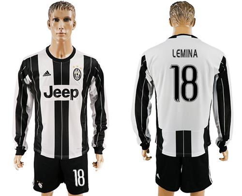 Juventus 18 Lemina Home Long Sleeves Soccer Club Jersey