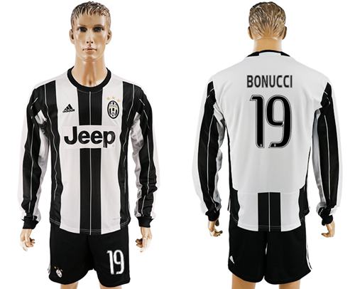 Juventus 19 Bonucci Home Long Sleeves Soccer Club Jersey