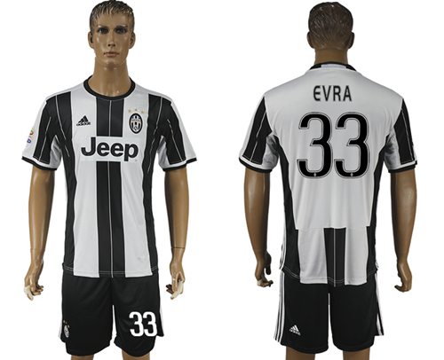 Juventus 33 Evra Home Soccer Club Jersey