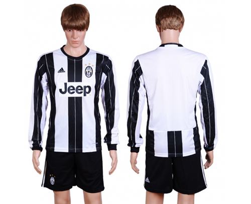 Juventus Blank Home Long Sleeves Soccer Club Jersey