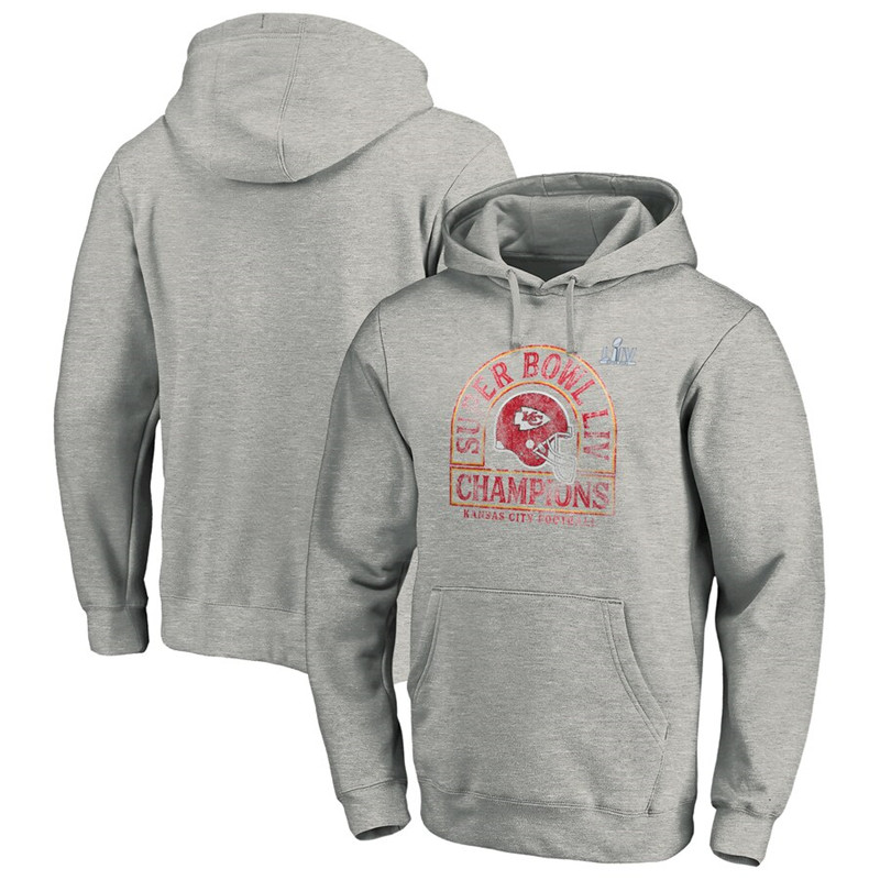 Kansas City Chiefs NFL Pro Line by Fanatics Branded Super Bowl LIV Champions Kickoff Pullover Hoodie Heather Gray