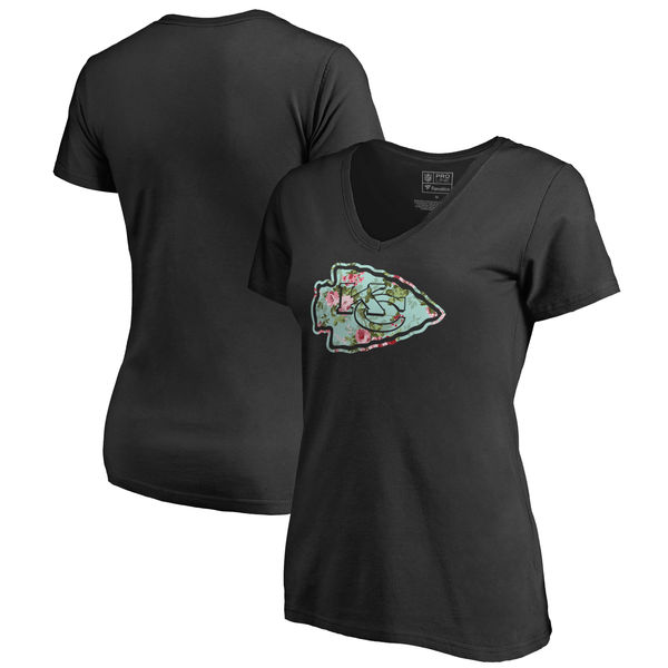 Kansas City Chiefs NFL Pro Line by Fanatics Branded Women's Lovely Plus Size V Neck T Shirt Black