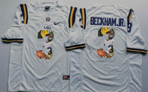 LSU Tigers 3 Odell Beckham Jr White Player Fashion Stitched NCAA Jersey