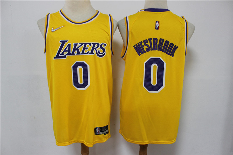 Lakers 0 Russell Westbrook Yellow Nike Diamond 75th Anniversary Swingman Jersey