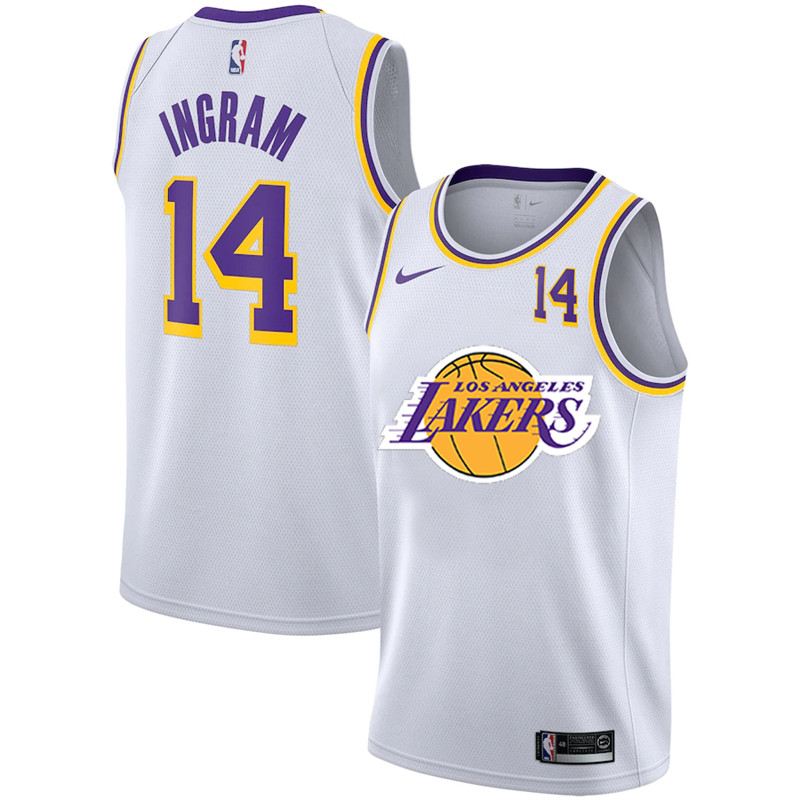 Lakers 14 Brandon Ingram White Nike City Edition Number Swingman Jersey