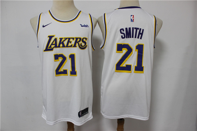 Lakers 21 J.R. Smith White Nike Swingman Jersey