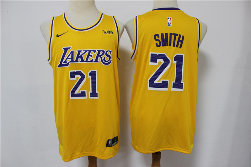 Lakers 21 J.R. Smith Yellow Nike Swingman Jersey