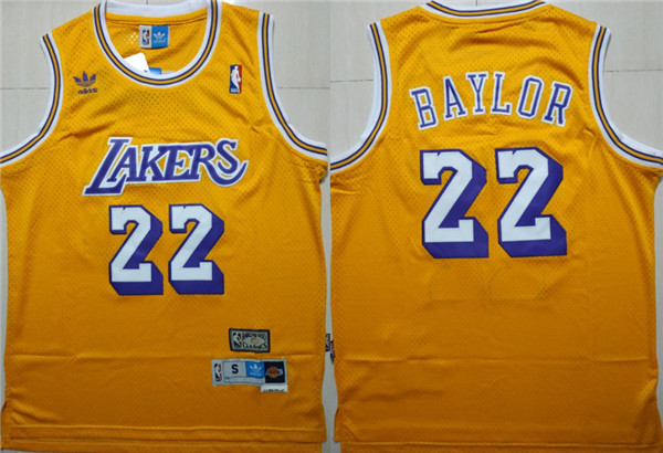 Lakers 22 Elgin Baylor Yellow Hardwood Classics Jersey