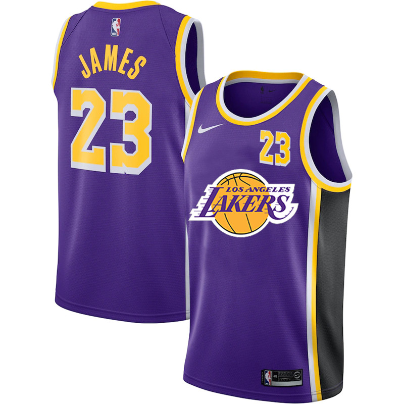 Lakers 23 Lebron James Purple Nike City Edition Number Swingman Jersey