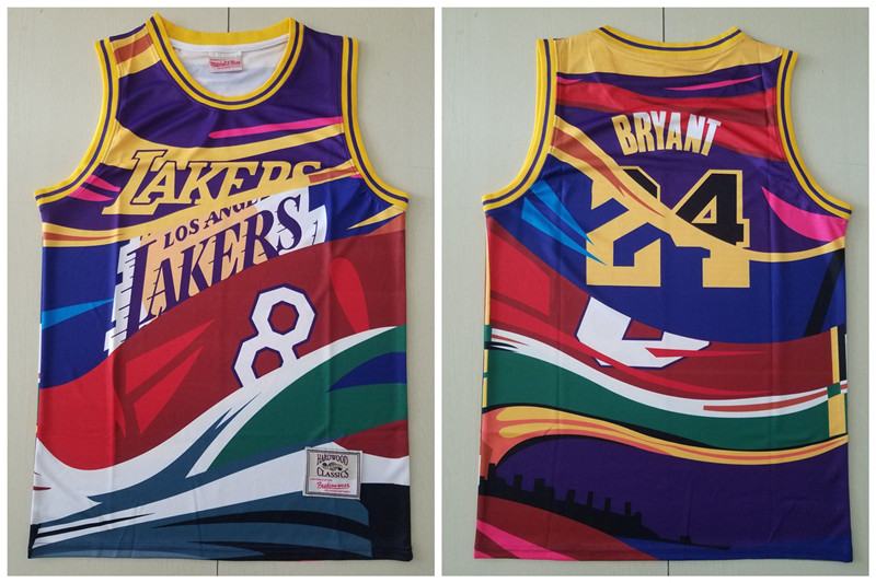 Lakers 24 Kobe Bryant Big Face Color Hardwood Classics Swingman Jersey