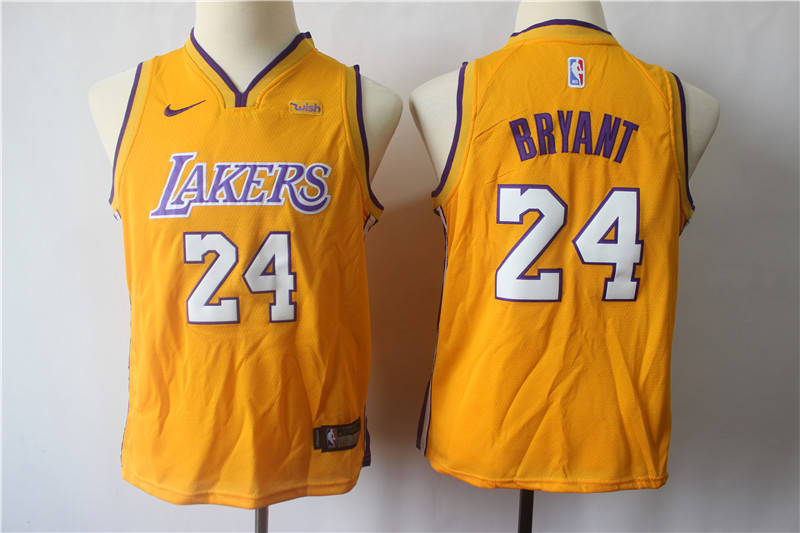 Lakers 24 Kobe Bryant Gold Youth  Swingman Jersey
