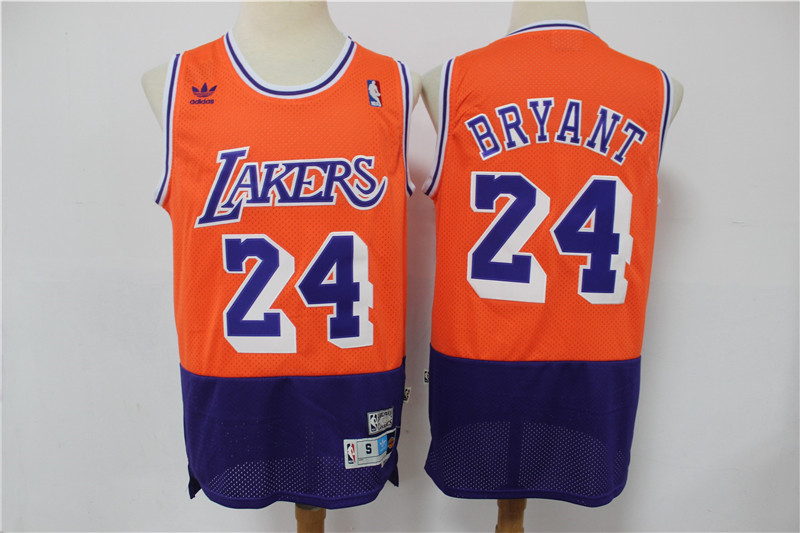 Lakers 24 Kobe Bryant Orange Navy Split Hardwood Classics Jersey