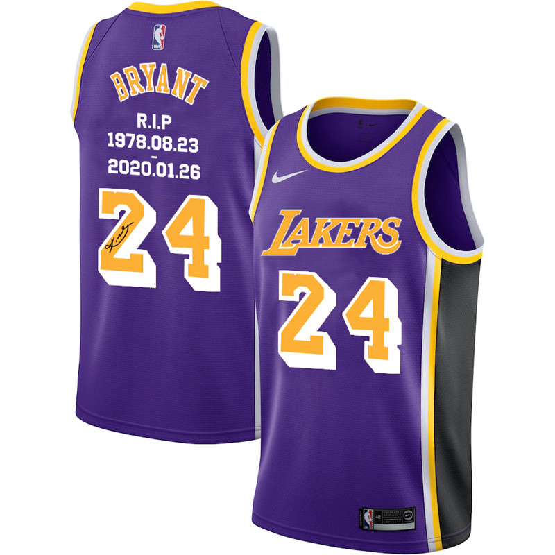 Lakers 24 Kobe Bryant Purple R.I.P Signature Swingman Jerseys