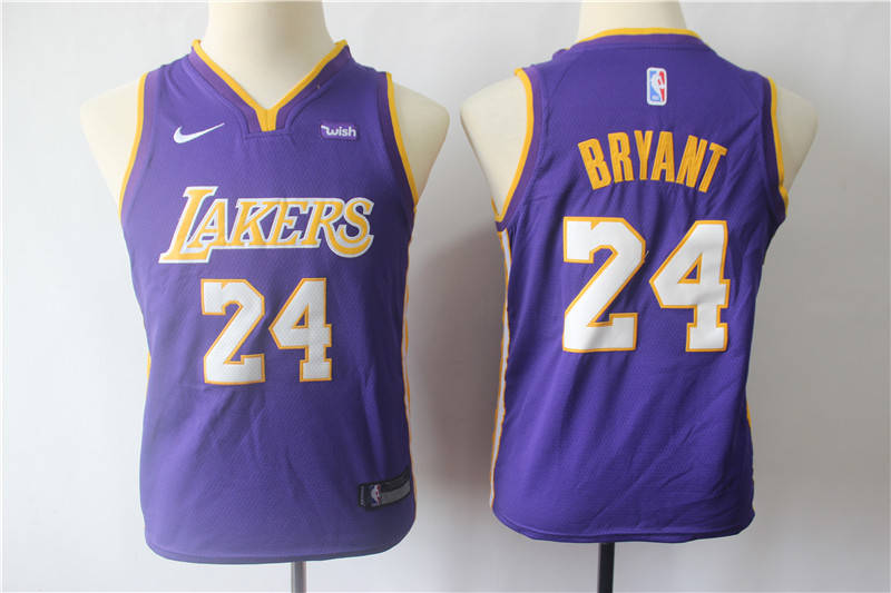 Lakers 24 Kobe Bryant Purple Youth  Swingman Jersey