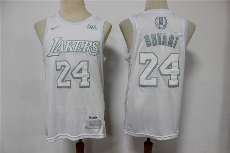 Lakers 24 Kobe Bryant White Nike Swingman MVP Jersey