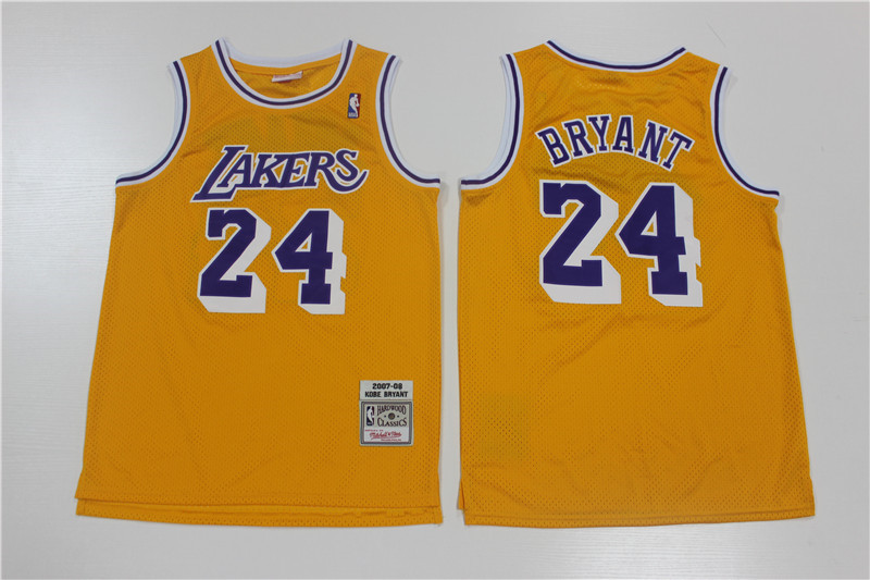 Lakers 24 Kobe Bryant Yellow 2007 08 Hardwood Classics Jersey